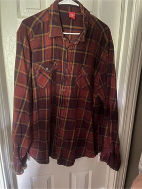 Eastern Mountain Sports XXL Maroon Plaid Flannel Shirt